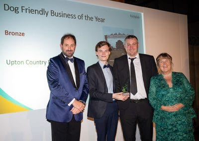 Cllr Lewis Allison and Adam Butcher accept our Dog Friendly Business of the Year award