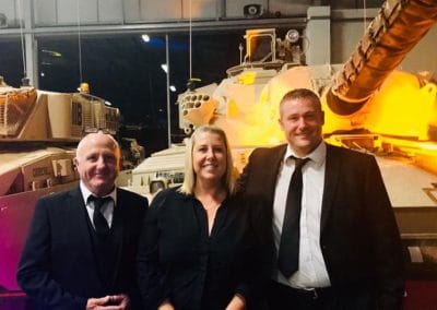 (L-R) Pete Abbott, Emma Coveney and Adam Butcher at the Tank Museum